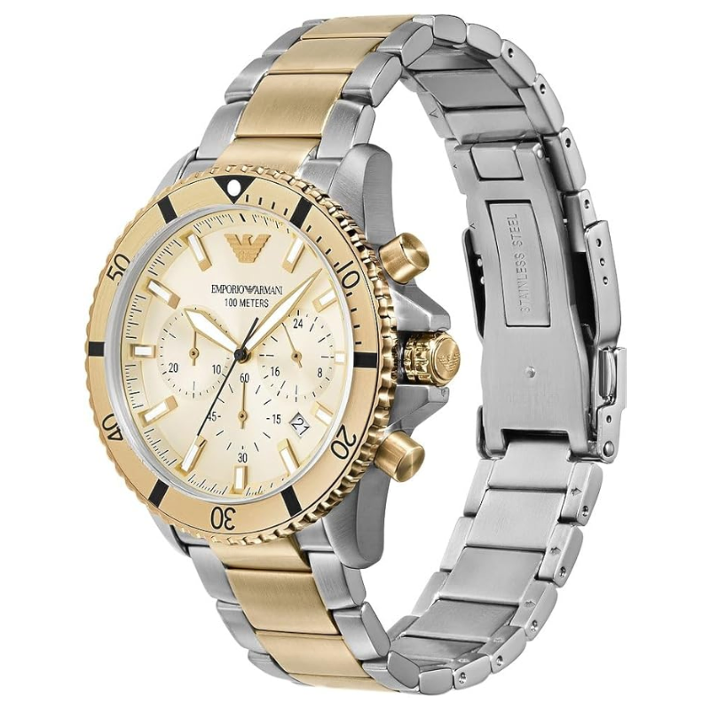 Emporio Armani Two Tone Chronograph Watch 